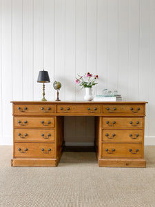 Antique English Pine Pedestal Desk c1890