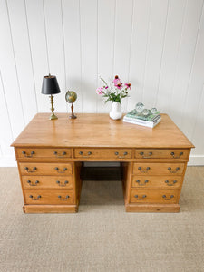 Antique English Pine Pedestal Desk c1890