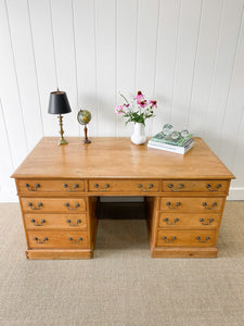 Antique English Pine Pedestal Desk c1890