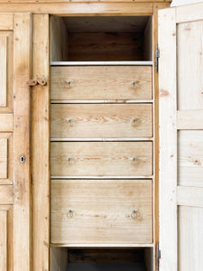 A French Country Pine Wardrobe or Linen Press c1890