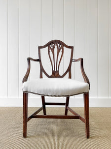 A Stunning English 18th Century Mahogany Occasional Chair Newly Upholstered