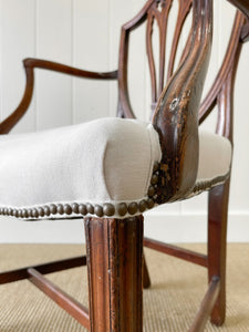 A Stunning English 18th Century Mahogany Occasional Chair Newly Upholstered