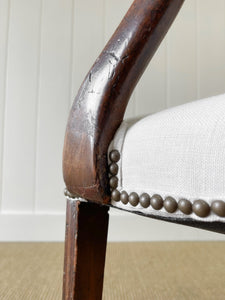 A Stunning English 18th Century Mahogany Occasional Chair Newly Upholstered