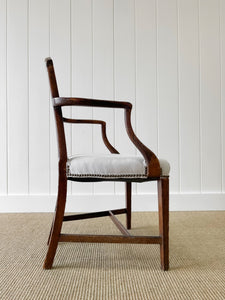 A Stunning English 18th Century Mahogany Occasional Chair Newly Upholstered