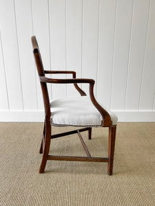 A Stunning English 18th Century Mahogany Occasional Chair Newly Upholstered