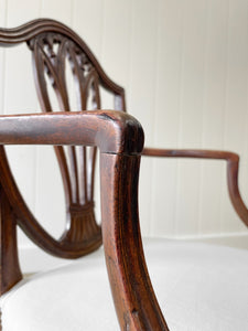 A Stunning English 18th Century Mahogany Occasional Chair Newly Upholstered