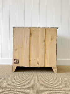 A Happy English Pine Nightstand with Marble Top c1890