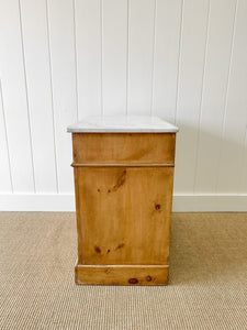 A Happy English Pine Nightstand with Marble Top c1890