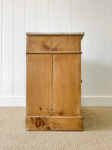 A Happy English Pine Nightstand with Marble Top c1890