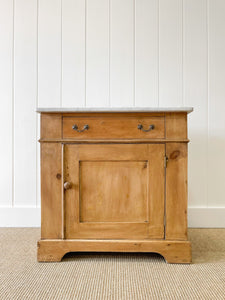 A Happy English Pine Nightstand with Marble Top c1890