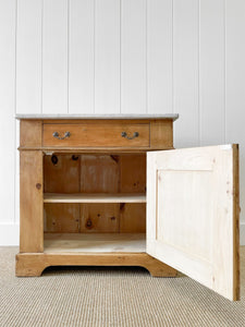 A Happy English Pine Nightstand with Marble Top c1890