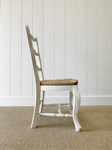 A Set of 4 Painted French Oak Ladder Back Chairs