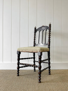 A Beautiful English Mahogany Queen Anne Style Needlepoint Side Chair c1850