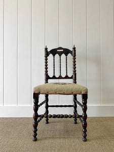 A Beautiful English Mahogany Queen Anne Style Needlepoint Side Chair c1850