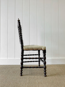 A Beautiful English Mahogany Queen Anne Style Needlepoint Side Chair c1850