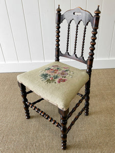 A Beautiful English Mahogany Queen Anne Style Needlepoint Side Chair c1850