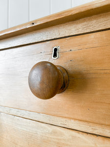 A Large  English Pine Chest of Drawers Dresser with Wooden Knobs on Tulip Feet c1890