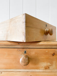 A Large  English Pine Chest of Drawers Dresser with Wooden Knobs on Tulip Feet c1890