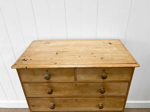 A Large  English Pine Chest of Drawers Dresser with Wooden Knobs  c1890