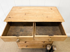 A Large  English Pine Chest of Drawers Dresser with Wooden Knobs  c1890