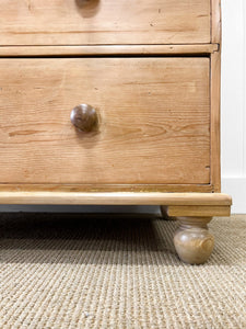 A Large  English Pine Chest of Drawers Dresser with Wooden Knobs  c1890