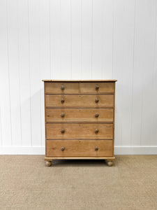 A Large  English Pine Chest of Drawers Dresser with Wooden Knobs  c1890