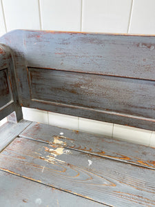 A Good 19th Century Painted Pine Settle or Bench