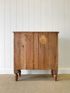 A Large English Pine Chest of Drawers Dresser with Wooden Knobs on Tulip Feet c1890