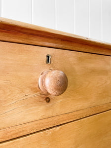 A Large English Pine Chest of Drawers Dresser with Wooden Knobs on Tulip Feet c1890