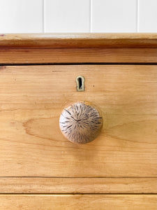 A Large English Pine Chest of Drawers Dresser with Wooden Knobs on Tulip Feet c1890