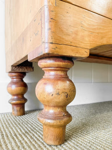 A Large English Pine Chest of Drawers Dresser with Wooden Knobs on Tulip Feet c1890