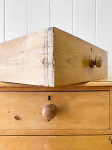 A Large English Pine Chest of Drawers Dresser with Wooden Knobs on Tulip Feet c1890