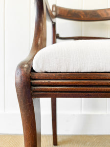 A Stunning English 18th Century Mahogany Occasional Arm Chair Newly Upholstered