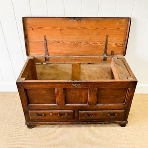 An English Oak Mule Chest Trunk or Blanket Box c1800