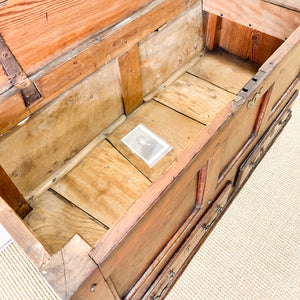 An English Oak Mule Chest Trunk or Blanket Box c1800