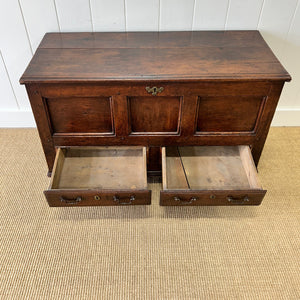 An English Oak Mule Chest Trunk or Blanket Box c1800