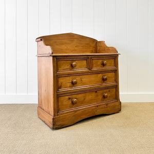 An English Pine Chest of Drawers with Gallery c1880