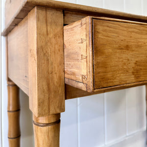 An English Country Pine Console Table with Faux Bamboo Legs