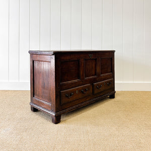 An English Oak Mule Chest Trunk or Blanket Box c1800