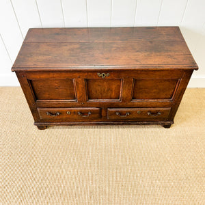 An English Oak Mule Chest Trunk or Blanket Box c1800