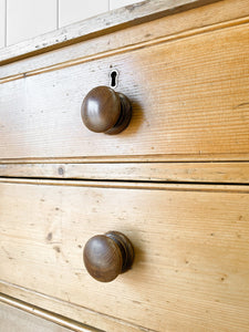 A Large English Pine Chest of Drawers Dresser with Wooden Knobs c1820