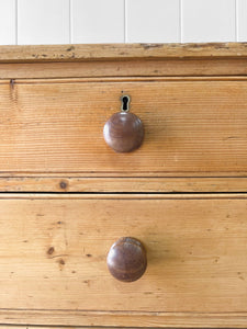 A Large English Pine Chest of Drawers Dresser with Wooden Knobs c1820