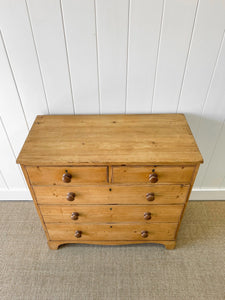 A Large English Pine Chest of Drawers Dresser with Wooden Knobs c1820