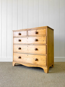 A Large English Pine Chest of Drawers Dresser with Wooden Knobs c1820