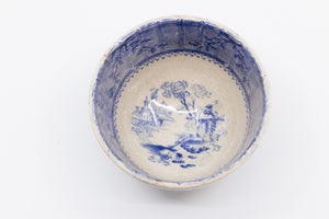 A Late 18th Early 19th Century English Blue & White Transfer Tea Bowl