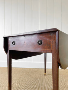 Antique English Drop Leaf Table with Drawer