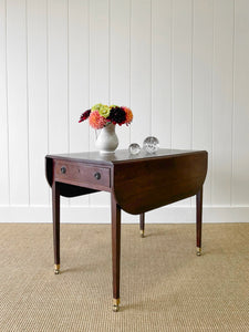 Antique English Drop Leaf Table with Drawer