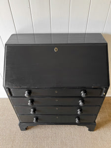 A Beautiful Black English Oak Drop Front Desk