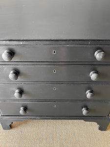 A Beautiful Black English Oak Drop Front Desk