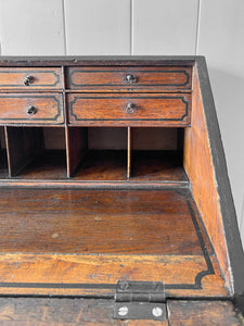 A Beautiful Black English Oak Drop Front Desk